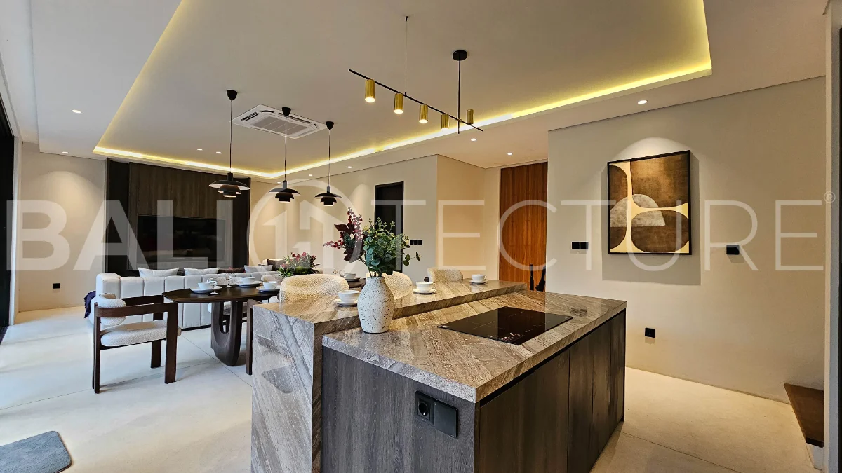 Modern two-storey villa on 200 m² freehold land featuring 3 bedrooms, 3 bathrooms, a powder room, private 2.5 m x 9 m swimming pool, warehouse, and parking for two cars.