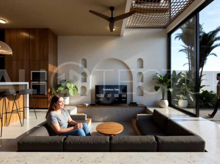 Modern tropical 3-bedroom villa development for sale in Cepaka, Kaba Kaba, Bali, featuring lush surroundings, natural materials, private and shared infinity pools, and contemporary tropical architecture.