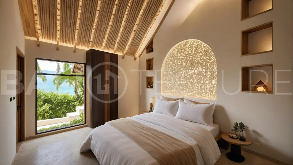 Modern tropical 3-bedroom villa development for sale in Cepaka, Kaba Kaba, Bali, featuring lush surroundings, natural materials, private and shared infinity pools, and contemporary tropical architecture.