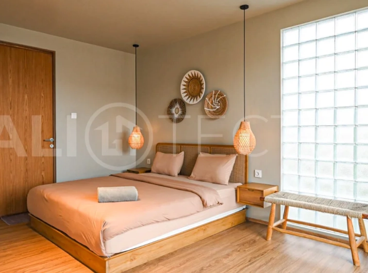 Modern villa with private swimming pool in a peaceful neighbourhood of Pecatu, Uluwatu, Bali, near New Kuta Golf, GWK Cultural Park, Uluwatu Temple, beach clubs, cafes, restaurants, gyms, and padel courts.