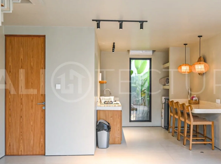 Modern villa with private swimming pool in a peaceful neighbourhood of Pecatu, Uluwatu, Bali, near New Kuta Golf, GWK Cultural Park, Uluwatu Temple, beach clubs, cafes, restaurants, gyms, and padel courts.