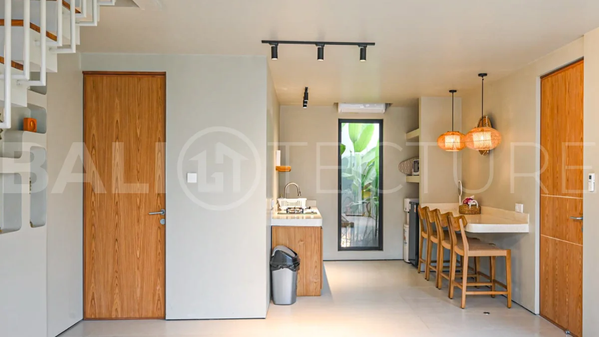 Modern villa with private swimming pool in a peaceful neighbourhood of Pecatu, Uluwatu, Bali, near New Kuta Golf, GWK Cultural Park, Uluwatu Temple, beach clubs, cafes, restaurants, gyms, and padel courts.