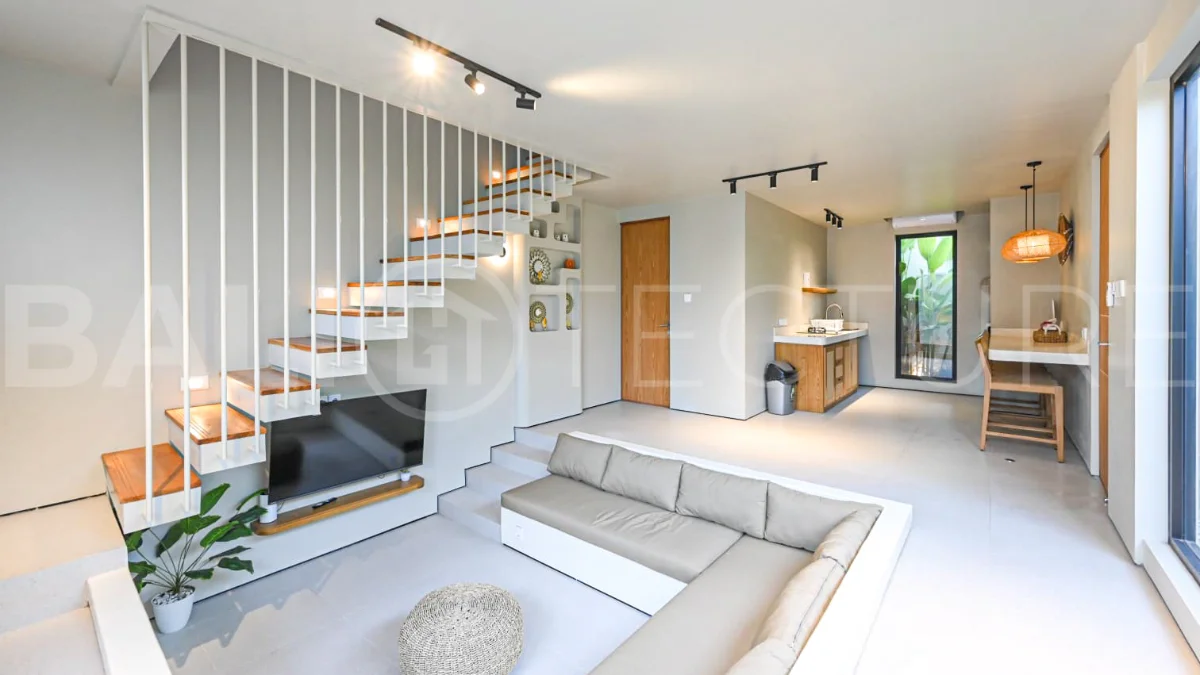 Modern villa with private swimming pool in a peaceful neighbourhood of Pecatu, Uluwatu, Bali, near New Kuta Golf, GWK Cultural Park, Uluwatu Temple, beach clubs, cafes, restaurants, gyms, and padel courts.