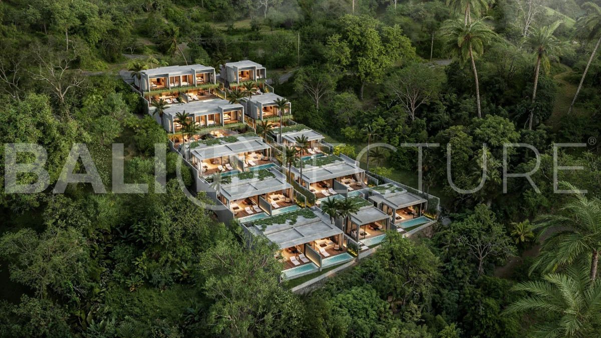 Luxury ocean view villa near Savaya Uluwatu, surrounded by jungle, featuring modern architecture, a private pool, spacious outdoor areas, and panoramic views of the ocean and tropical landscape.