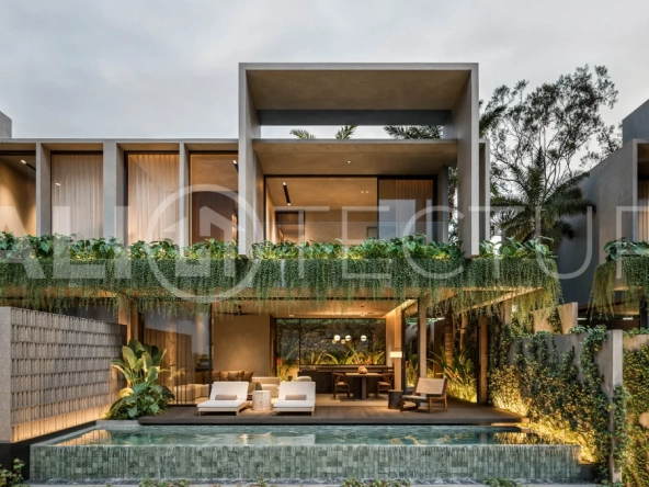 Luxury ocean view villa near Savaya Uluwatu, surrounded by jungle, featuring modern architecture, a private pool, spacious outdoor areas, and panoramic views of the ocean and tropical landscape.