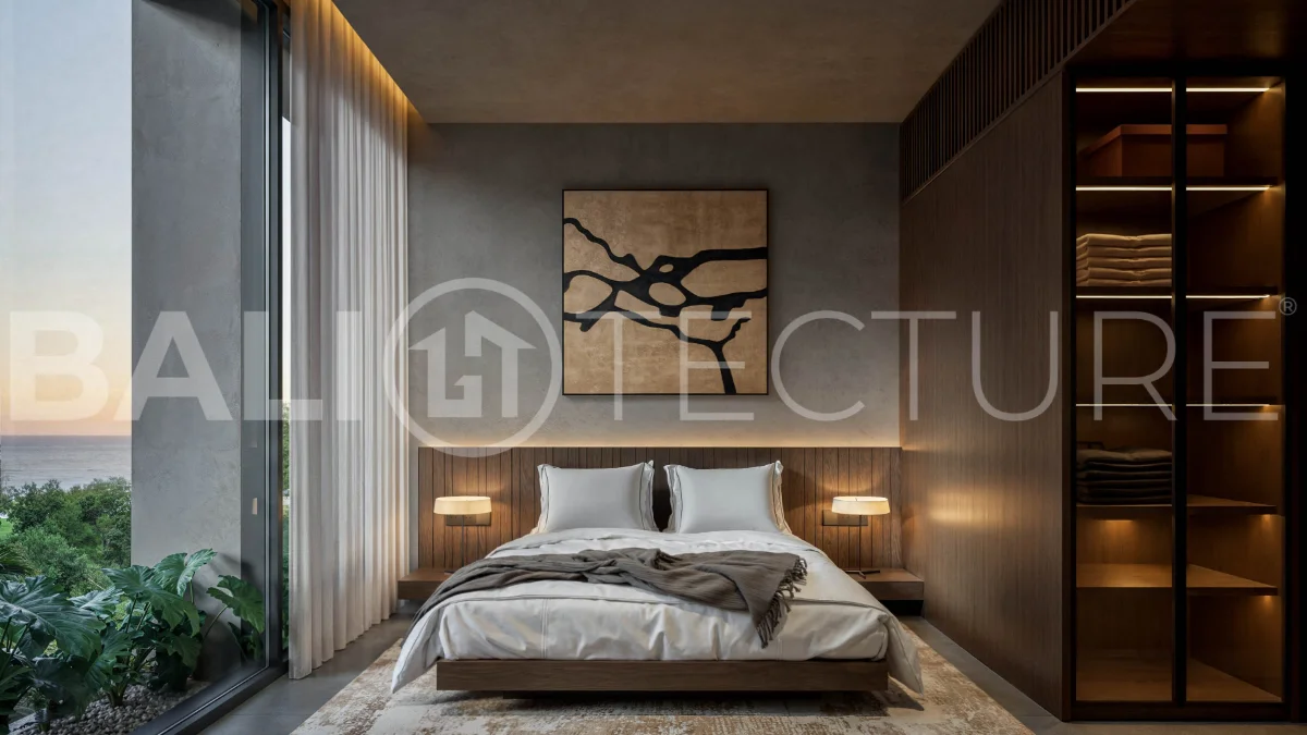 Luxury ocean view villa near Savaya Uluwatu, surrounded by jungle, featuring modern architecture, a private pool, spacious outdoor areas, and panoramic views of the ocean and tropical landscape.