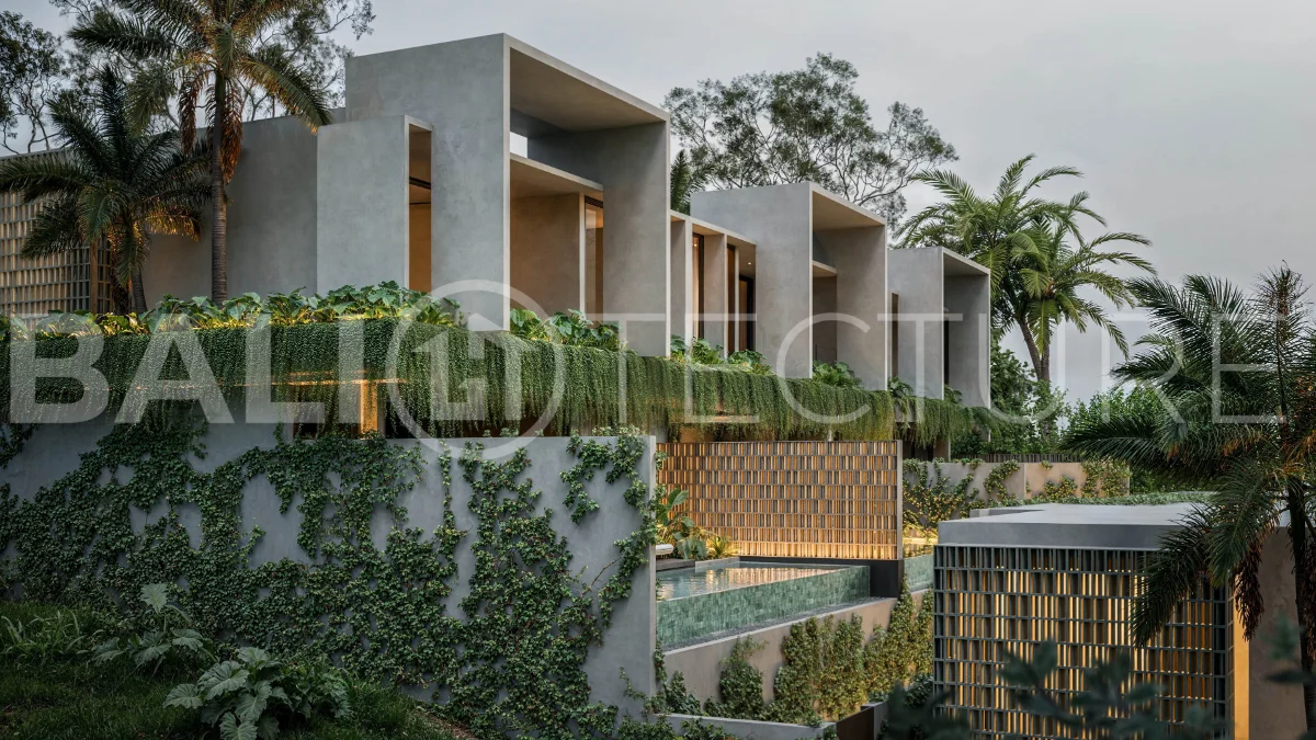 Luxury ocean view villa near Savaya Uluwatu, surrounded by jungle, featuring modern architecture, a private pool, spacious outdoor areas, and panoramic views of the ocean and tropical landscape.