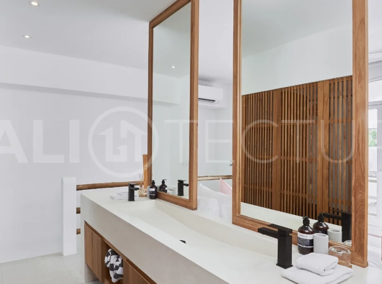 1-bedroom villa for sale in Canggu with a private pool, tropical garden, terrace, and modern living space, offered on a 25.5-year leasehold until March 2052.