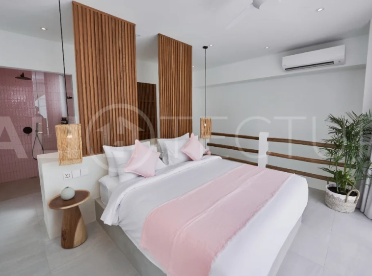 1-bedroom villa for sale in Canggu with a private pool, tropical garden, terrace, and modern living space, offered on a 25.5-year leasehold until March 2052.