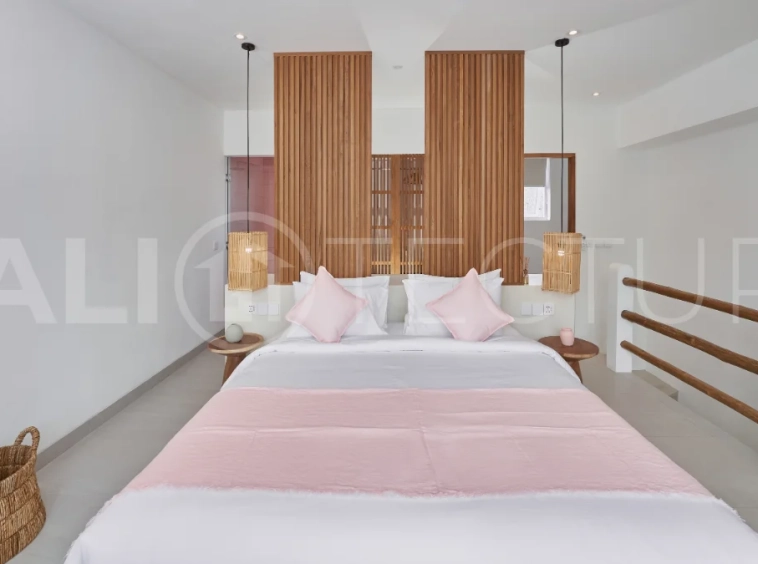 1-bedroom villa for sale in Canggu with a private pool, tropical garden, terrace, and modern living space, offered on a 25.5-year leasehold until March 2052.